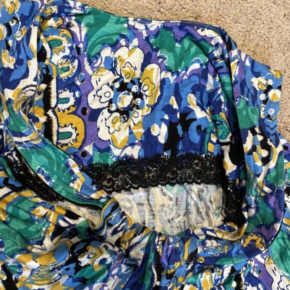 Ellen Tracy Women's Floral Maxi Dress Size S Halter Shark Bite Hem Stretch Boho - Picture 16 of 16